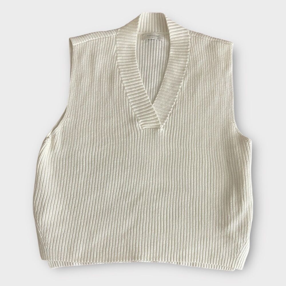 Nude Lucy Elsa Knit Vest Women’s Sweater Top Sz L Sleeveless Casual Layer Size